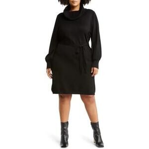 Sam Edleman Womens Long Bishop Sleeve Cowl Neck Black Knee Length‎ Dress 12